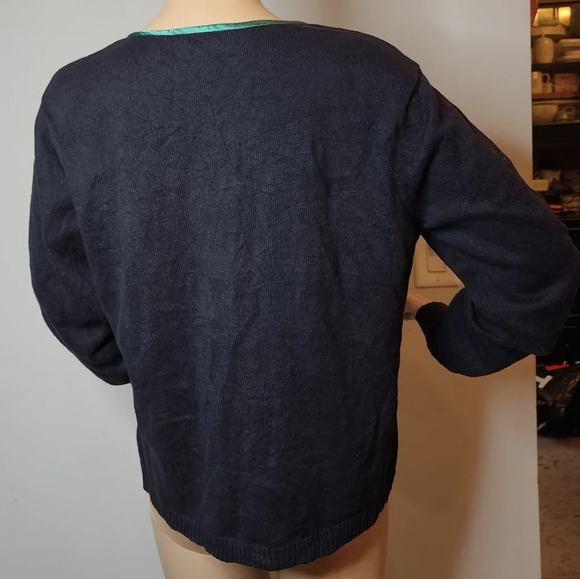 Talbots Christmas Tree Embellished Embroidered Knit Sweater Cardigan Size LP VTG - Picture 12 of 16